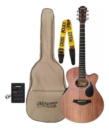 Guitarra Electroacústica Mccartney Qa-66 Natural Con Funda Color Caoba Material Del Diapasón Arce Orientación De La Mano Diestro