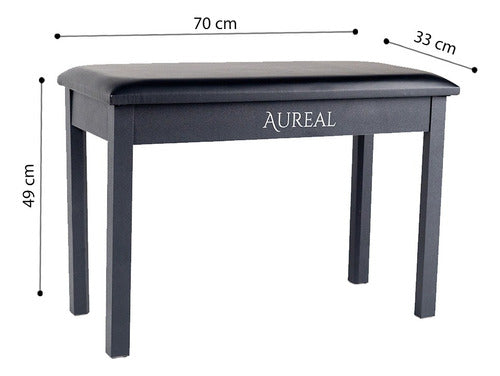 Banco Para Piano Aureal B110t, Doble Resistente Cómodo Color Negro