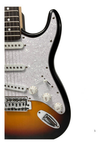 Guitarra Logan Stratocaster Estilo Leo Fender Calidad Gold! Diestro Sumburs Palo De Rosa