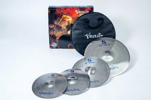 Set Platillos Mute Batería Vansir 4 Pcs Mas Funda V-mute S