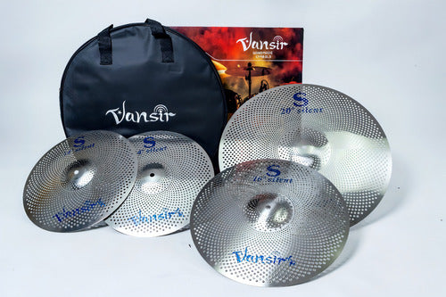 Set Platillos Mute Batería Vansir 4 Pcs Mas Funda V-mute S