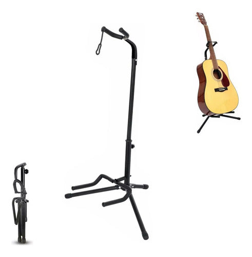 Base Soporte Guitarra Eléctrica Atril Bajo Ajustable De Piso