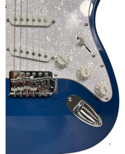 Guitarra Eléctrica Tipo Stratocaster Azul Profesional Material Del Diapasón Caoba Orientación De La Mano Diestro